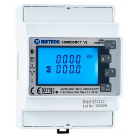 Eastron SDM630MCT Analizator, przekładnikowy licznik dwukierunkowy 3F Eastron SDM630MCT Modbus V2 (pomiar półpośredni)